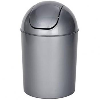 WENKO Cubo con tapa oscilante Economic gris 3 l Capacidad: 6 l, Polipropileno, 20 x 30 x 20 cm, Gris