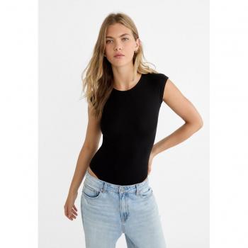 Stradivarius Black Mini Sleeve Bodysuit Size M