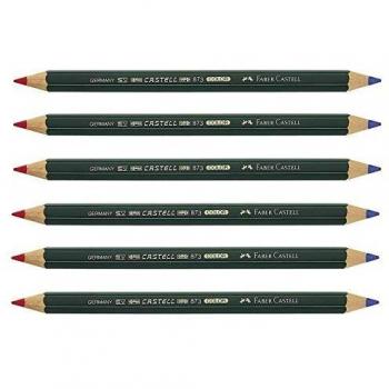 FABER-CASTELL Lot de 6 Crayons bicolore CASTELL COLOR 873, rouge-bleu
