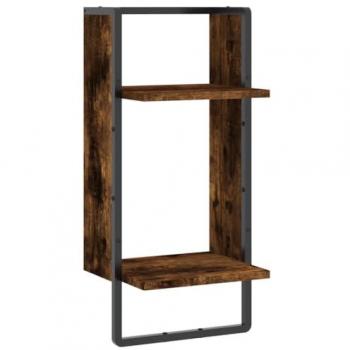 Estantería de pared con roble ahumado 30x25x65 cm, estantes de pared con barra, estantes expositores colgantes, baldas flotantes de almacenaje para hogar