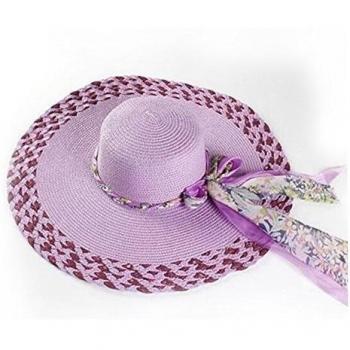 Surker Mujeres Verano sombrero de paja Bownot playa de H š ¹ Te con Ala Ancha. GRO?S Sun Caps morado Talla única