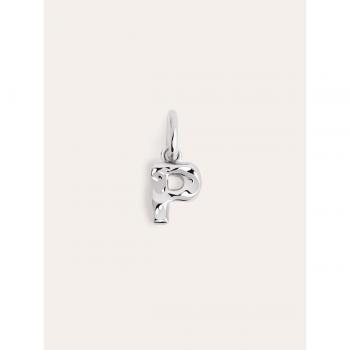 Colgante Singularu Letter Organic Plata - Inicial en Plata de Ley 925 con Baño de Rodio - Letra P - Joya para Collar