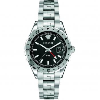 Versace Hellenyium GMT Silver/Black Watch, Gray male, Size: ONE SIZE