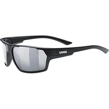 Uvex Sportstyle 233 P Polarized Sunglasses for Men, Matte Black with Silver Mirrored Lenses