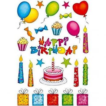 Etiqueta Decorativa Engomada HERMA 3363 para Cumpleaños, Brillante, 2 Hojas, Multicolor