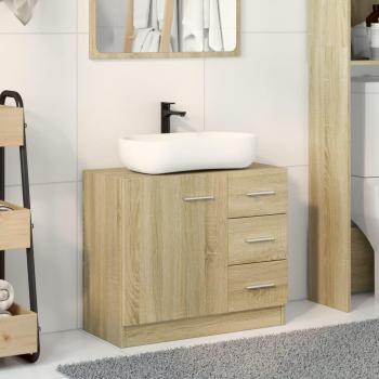 Armario para lavabo de madera contrachapada color roble 63x30x54cm Marrón