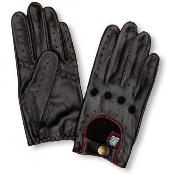 Personalizable Large Black/Berry Leather Driving Gloves by Dents
