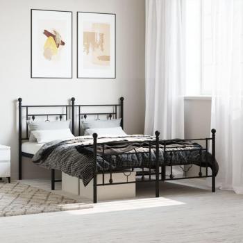 Cama de metal negro con cabecero y pie de cama 135x190 cm Vidaxl