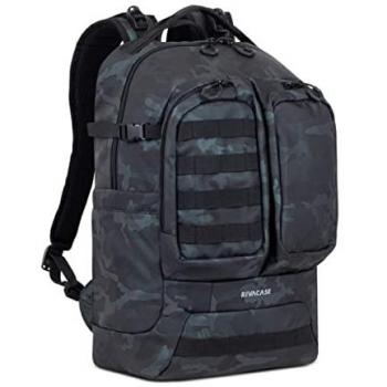Mochila Rivacase Sherwood 17.3 Camuflaje Marino, Poliéster y Poliuretano, Capacidad 32L