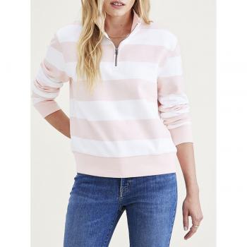 Dockers Jersey de mujer con cuello medio y cremallera 1/4 Zip Fleece en color rosa