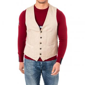Chaleco de punto fino con cinturón ajustable cuello de V HMJA11 para hombre