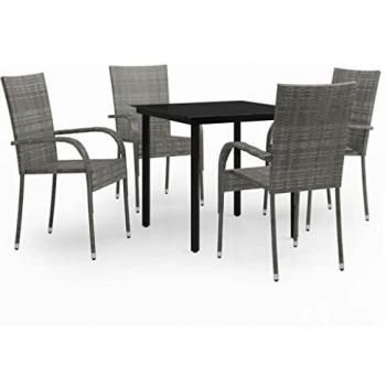 5-Piece Grey and Black Garden Dining Set