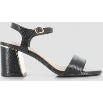 Sandalias de tacón de mujer negras en sintético 81321