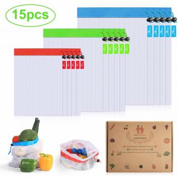 LAPPAZO Bolsas Reutilizables de Compra para Frutas Verduras Juguete y Granos, Bolsas Ecologicas