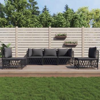5-Piece Anthracite Steel Garden Lounge Set with Cushions