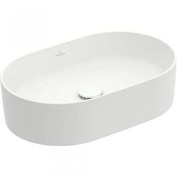 Lavabo sobre encimera Villeroy & Boch Collaro 560x360 mm Rectangular sin grifo ni desagüe en color blanco piedra con CeramicPlus