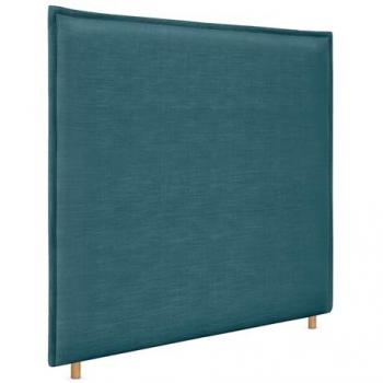 Cabecero de Lino Natural Tapizado con Ribete Hasta el Suelo - 8cm Grosor - Moderno y Trendy (Turquesa, 150x120cm)