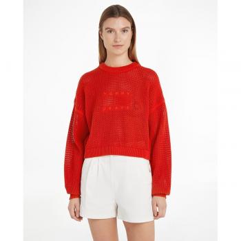 Jersey Tommy Jeans De Punto Calado Rojo Mujer DW0DW17755XNL Rojo