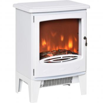HOMCOM Chimenea Eléctrica Portátil 900/1800W Efecto Llama Termostato Ajustable Protección Sobrecalentamiento 20 m² 39x26x54,8