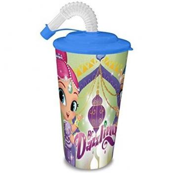 Shimmer And Shine SH17060 Vaso Plástico con Caña, modelos aleatorios
