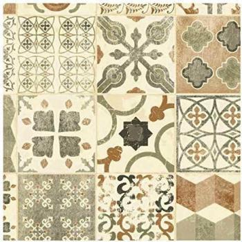 Suelo de PVC Lino - Imitación Baldosas de Cemento Natural (2m x 4m)