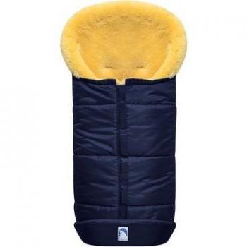 Saco Cubrepies Premium de Piel de Cordero para Niños, Color Marino, con 6 Gurtschlitze y Lavable
