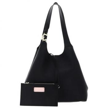 Coccinelle Black Leather Hobo Tote Bag for Women - One Size