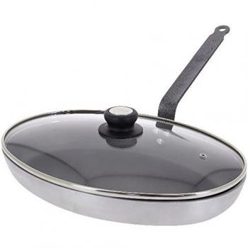 Sartén ovalada para pescado Choc Resto con tapa, 36 cm - De Buyer