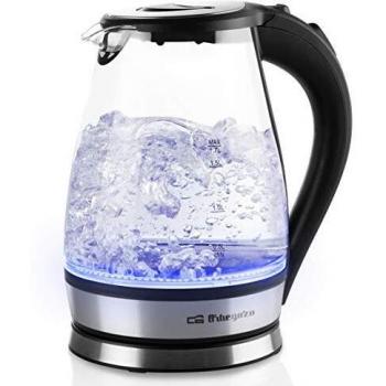 Orbegozo KT 6035 - Hervidor de agua con jarra de vidrio extraíble, mango de tacto frío, filtro antical, iluminación LED, libre de BPA, 2200 W