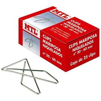 MTL 79199 - Pack de 25 clips, diseño mariposa, número 20, 60 mm
