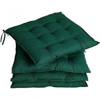 Set de 4 cojines para sillas efecto viscoelástico verde 41x37x5cm, uso interior y exterior