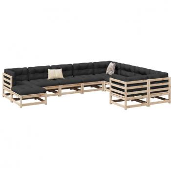 vidaXL 10 Piece Garden Sofa Set Solid Wood Pine