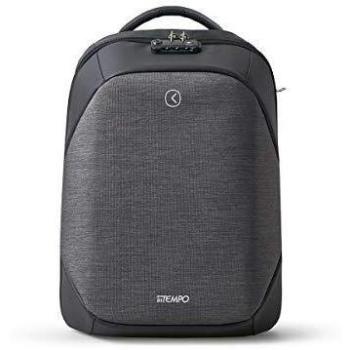 Mochila InTempo Tekniko Negra con Cierre de Combinación, Cable Antirrobo y Puerto USB 34x16x46cm