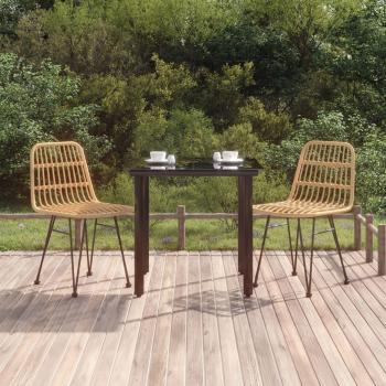 3-Piece Poly Rattan Garden Dining Set