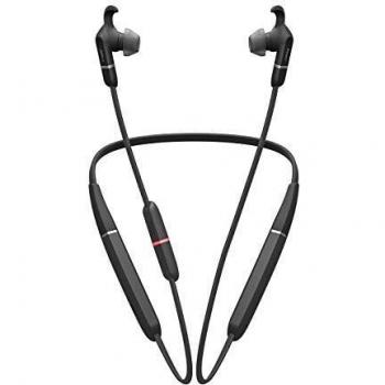 Jabra Evolve 65e, Auriculares Bluetooth para Comunicaciones Unificadas con Cancelación Activa de Ruido y Banda para Cuello, Para Llamadas, Müsica y Alertas por Vibración, Negro