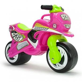 INJUSA - Moto Correpasillos Tundra Tornado Color Rosa y Verde con Decoración Permanente e Impermeable Ruedas Anchas de Plástico y Asa de Transporte para los Padres Recomendada Niños +18 Meses