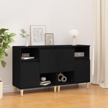 Aparadores de madera contrachapada 2 uds 60x35x70 cm, Mueble de Almacenaje de Salón, Buffet moderno, Armario Auxiliar y de Almacenamiento, color negro