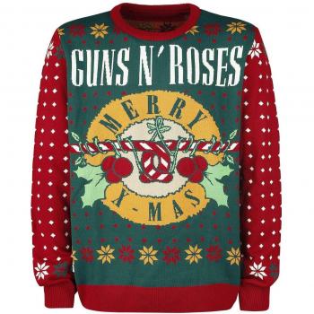 Guns N Roses Holiday Sweater Jersey de Punto Rojo-Verde 3XL