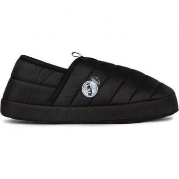 Zapatillas de Casa Acolchadas Real Madrid CF 24-25, Negras con Escudo Blanco, Suela Flexible de 3 cm, Espuma Suatex Antibacteriana, Lavables en Lavadora, Tallas