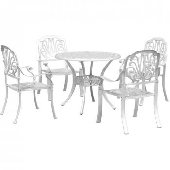 vidaXL 5 Piece Garden Dining Set White Cast Aluminium