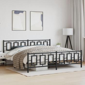 Black Metal Bed Frame with Headboard and Footboard 76x79.9 (193x203 cm)