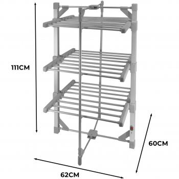 Secador de Ropa Eléctrico Plegable con Cubierta - 3 Niveles, 15kg Capacidad, 50-55°C, 220W