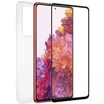 muvit for change Pack Samsung S20 FE 5g Funda Cristal Soft + Protector de Pantalla Vidrio Templado Plano Marco Negro