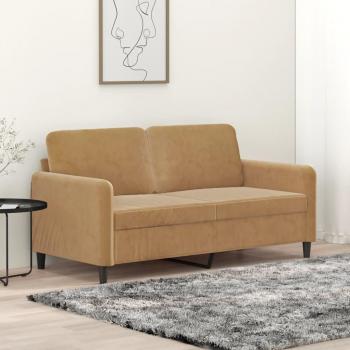 Sofá 2 plazas terciopelo marrón 140 cm