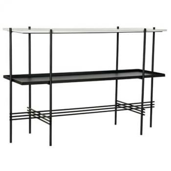 Consola DKD Home Decor de Metal Negro con Superficie de Mármol Blanco, Dimensiones: 120 x 40 x 80 cm, Estilo Moderno
