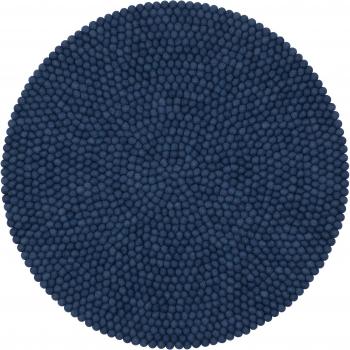 myfelt Alfombra de Bolas de Fieltro Alva Azul Oscuro/Ø 120cm