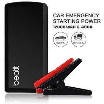 Beatit ® Jump Starter 400A Pack de emergencia para arranque de coche, 12000 mAh Batería Externo cargador de batería para smartphone, tablet y portátil, Linterna LED