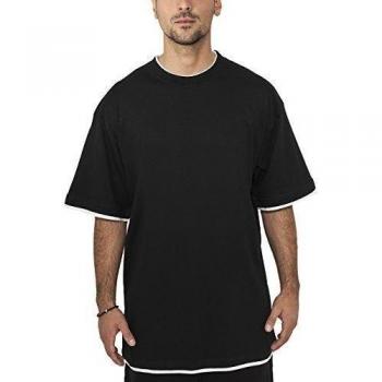 Urban Classics Men's Contrast Tall T-Shirt, Black/White, 5XL