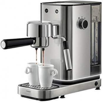 WMF Espresso Maker Lumero - Cafetera expresso manual, presión 15 bares, espresso, capuccino, regulable, capacidad 1.5 litros, café molido o monodosis, con espumador de leche, acero inoxidable, 1400 W