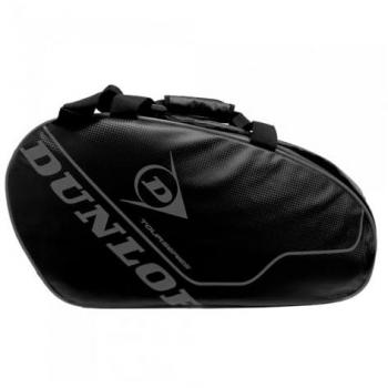 Paletero Dunlop Tour Intro Carbon Negro, Tamaño Mediano, 2 Compartimentos, Material 100% Poliéster